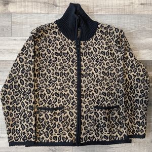 Tally Ho Cheetah Print Turtle Neck Jacket Zip up